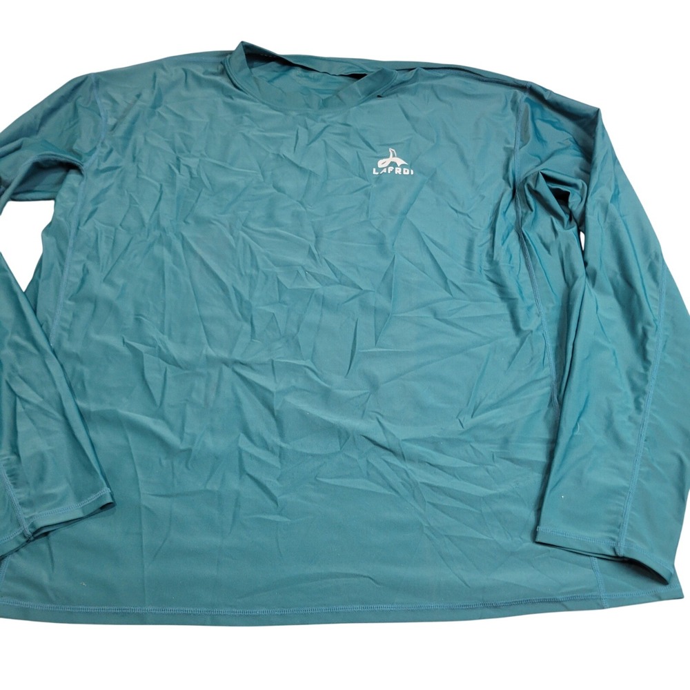 LAFROI Rash Guard Men 3XL Teal Blue Long Sleeve Swim Shirt Athletic Performance